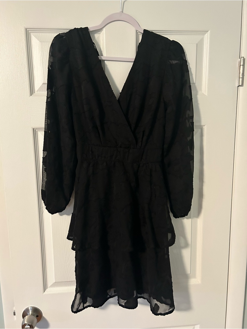 Maurices Black V-Neck Long-Sleeve Layered Dress